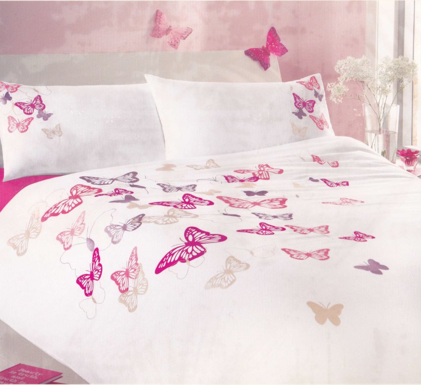 Embroidered Butterfly Duvet Cover Set King Size White eBay